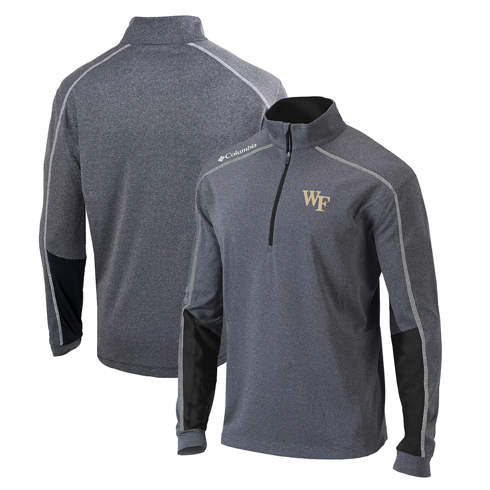 Men's Columbia Heather Gray/Black Wake Forest Demon Deacons Shotgun Omni-Wick Quarter-Zip Jacket