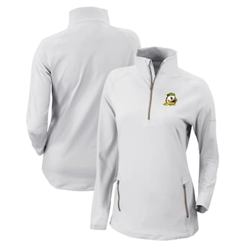 Women's Columbia White Oregon Ducks Outward Nine Omni-Wick Quarter-Zip Jacket