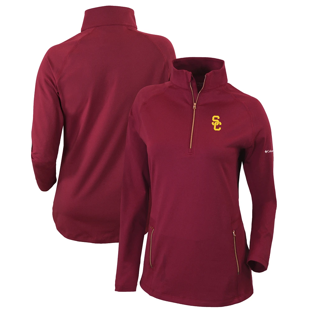 Women's Columbia Cardinal USC Trojans Outward Nine Omni-Wick Quarter-Zip Jacket