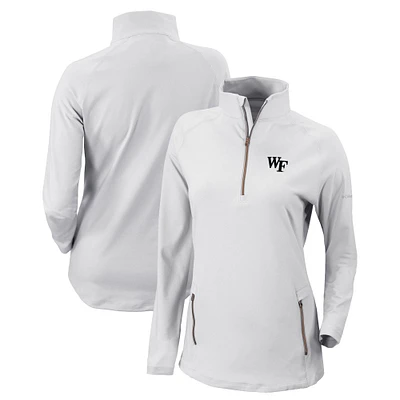 Women's Columbia White Wake Forest Demon Deacons Outward Nine Omni-Wick Quarter-Zip Jacket