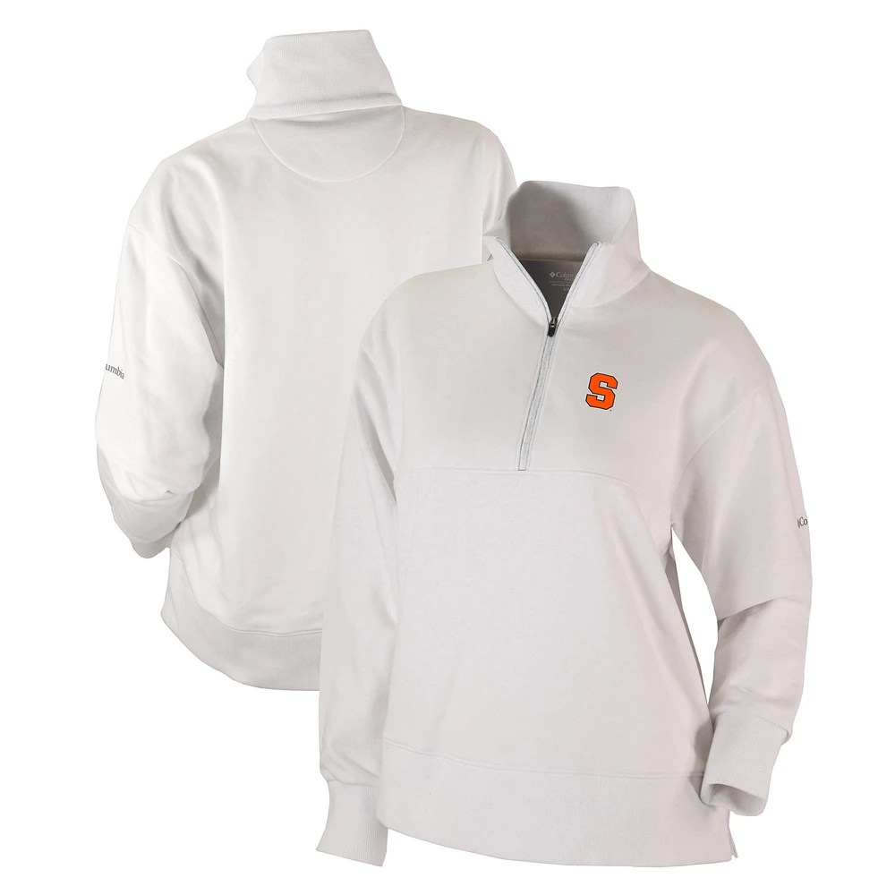 Women's Columbia White Syracuse Orange Birchwood Hills Omni-Wick Quarter-Zip Sweatshirt