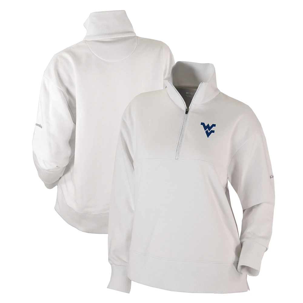 Women's Columbia White West Virginia Mountaineers Birchwood Hills Omni-Wick Quarter-Zip Sweatshirt