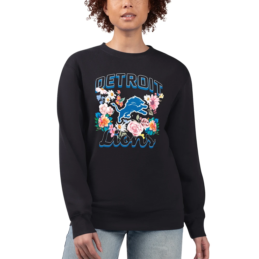 Women's G-III 4Her by Carl Banks Detroit Lions Flower Logo Graphic Fleece Pullover Sweatshirt