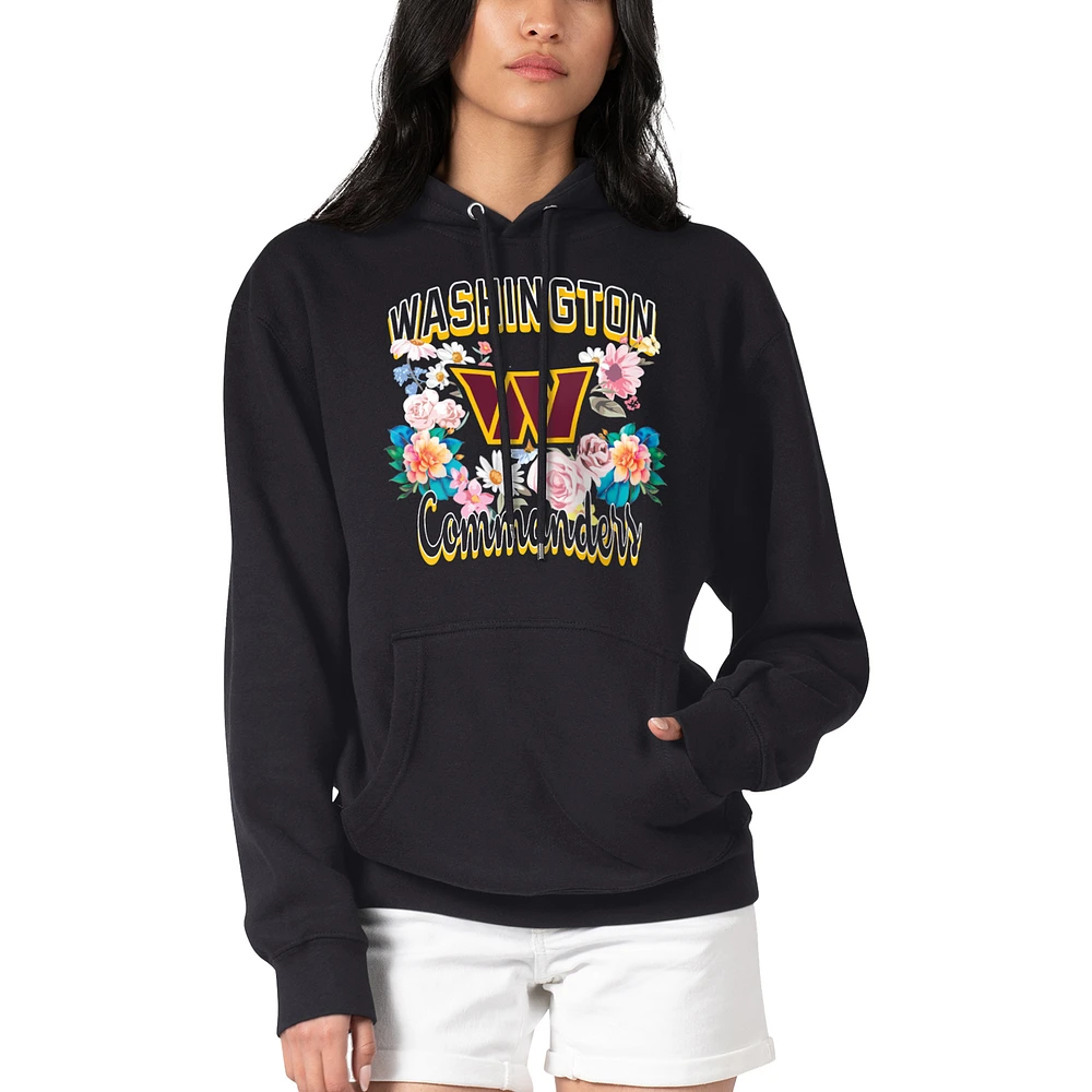 Women's G-III 4Her by Carl Banks Washington Commanders Flowers Team Logo Graphic Fleece Pullover Hoodie