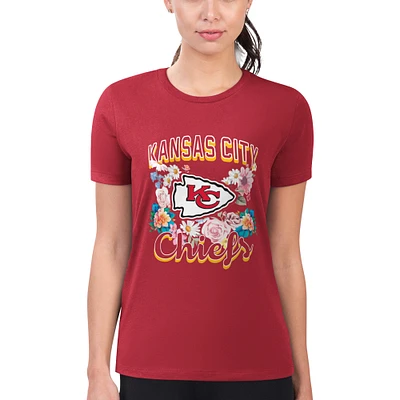 Women's G-III 4Her by Carl Banks Kansas City Chiefs Super-Slim Fit Lightweight Flowers Team Logo Graphic T-Shirt