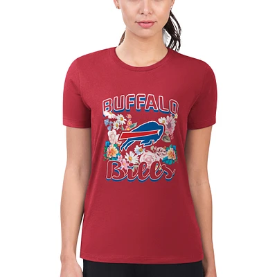 Women's G-III 4Her by Carl Banks Red Buffalo Bills Super-Slim Fit Lightweight Flowers Team Logo Graphic T-Shirt