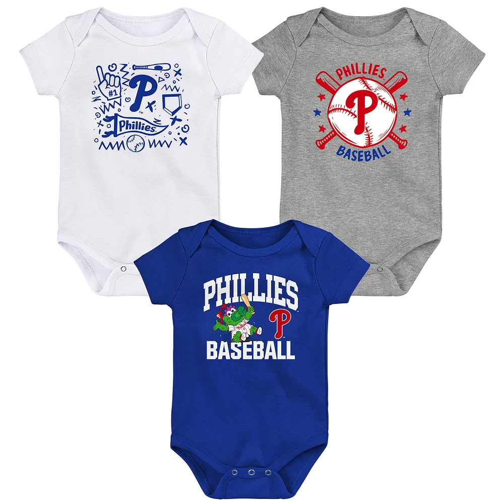 Infant Blue Philadelphia Phillies Batter Up 3-Pack Bodysuit Set
