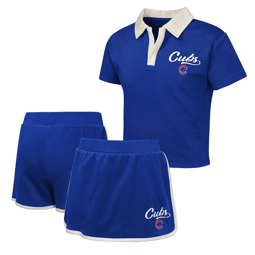 Girls Youth Royal Chicago Cubs Base Trainer Johnny Polo and Skort Set