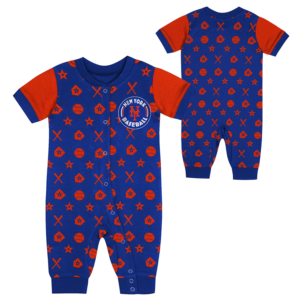 Newborn Royal New York Mets Hard 90 Coveralls