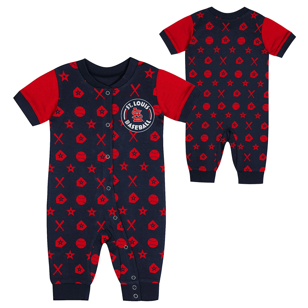 Newborn Navy St. Louis Cardinals Hard 90 Coveralls