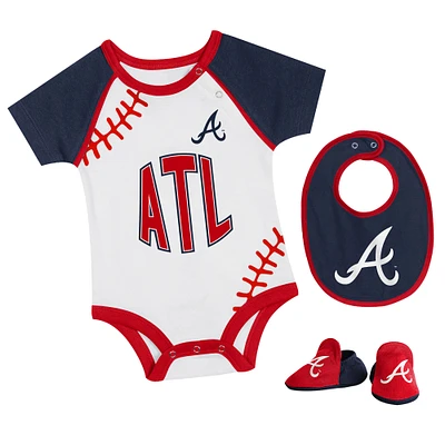 Newborn & Infant Atlanta Braves Tied Up Bodysuit, Bib Bootie Set