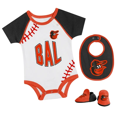 Newborn & Infant Baltimore Orioles Tied Up Bodysuit, Bib & Bootie Set