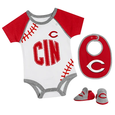 Newborn & Infant Cincinnati Reds Tied Up Bodysuit, Bib Bootie Set