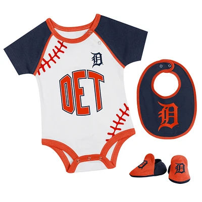Newborn & Infant Detroit Tigers Tied Up Bodysuit, Bib & Bootie Set
