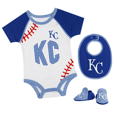 Newborn & Infant Kansas City Royals Tied Up Bodysuit, Bib & Bootie Set