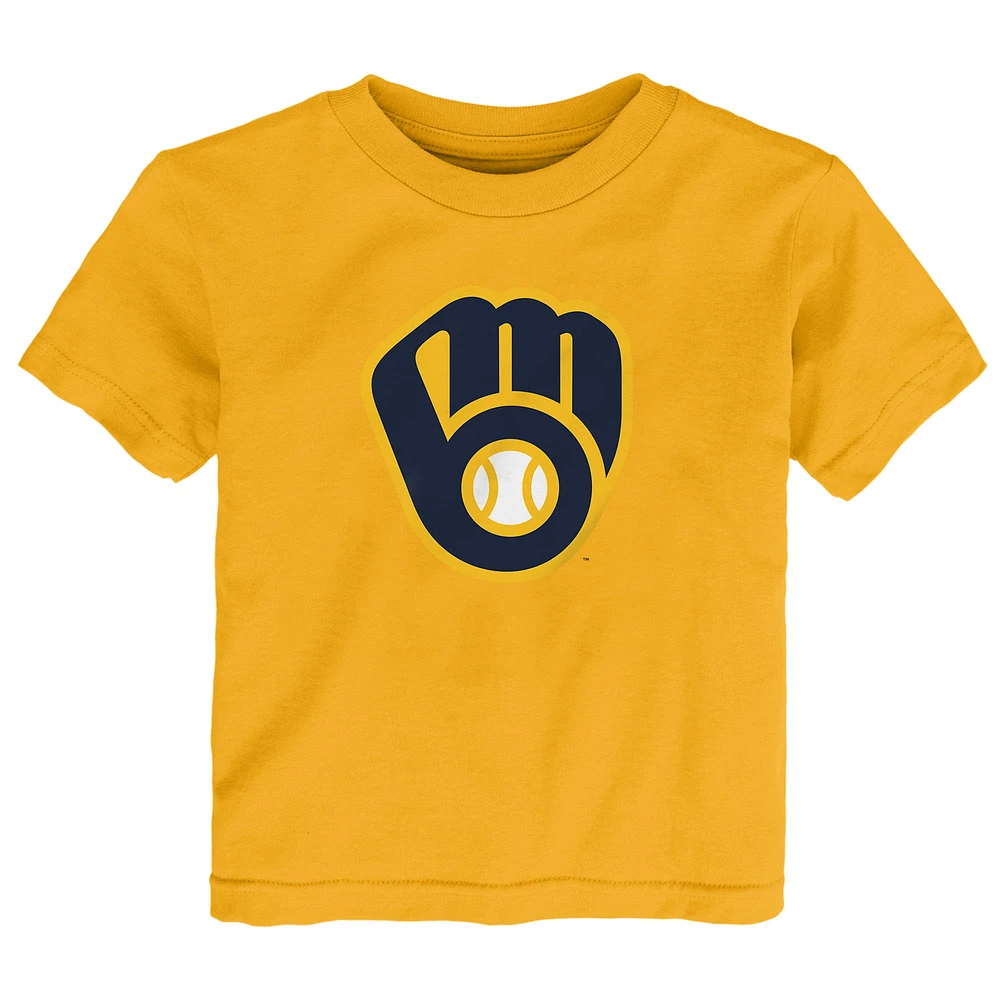 Toddler Gold Milwaukee Brewers Primary Logo T-Shirt