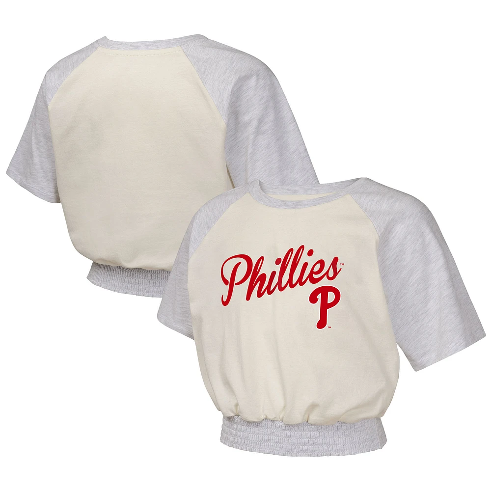 Girls Youth Cream Philadelphia Phillies Curve Ball Fashion Raglan T-Shirt