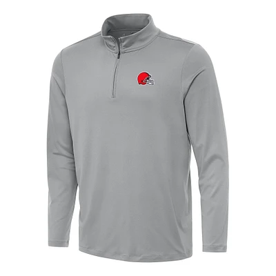 Men's Antigua Gray Cleveland Browns Reprocess Quarter-Zip Top