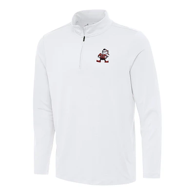 Men's Antigua White Cleveland Browns Reprocess Quarter-Zip Top