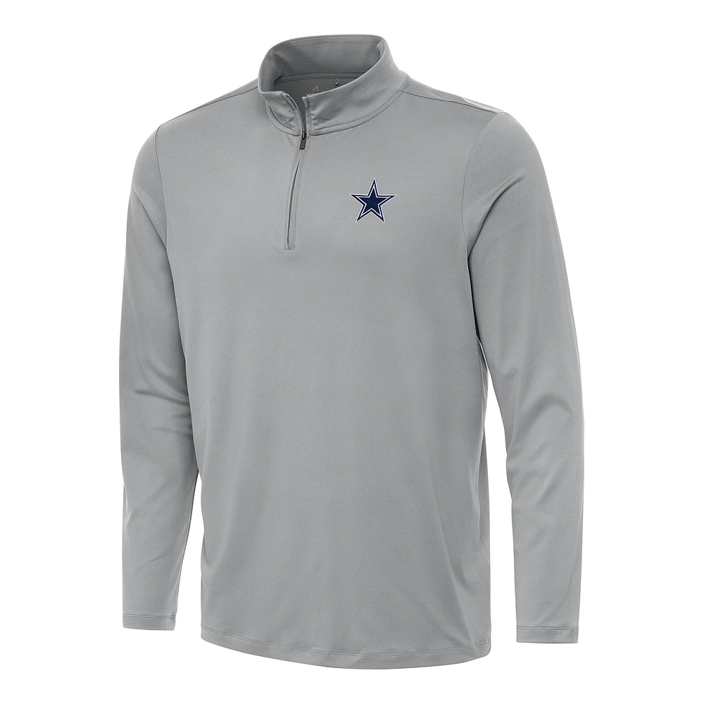 Men's Antigua Gray Dallas Cowboys Reprocess Quarter-Zip Top