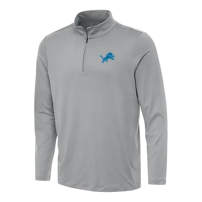 Men's Antigua Gray Detroit Lions Reprocess Quarter-Zip Top