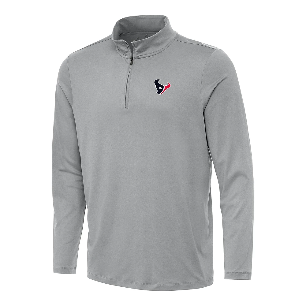 Men's Antigua Gray Houston Texans Reprocess Quarter-Zip Top