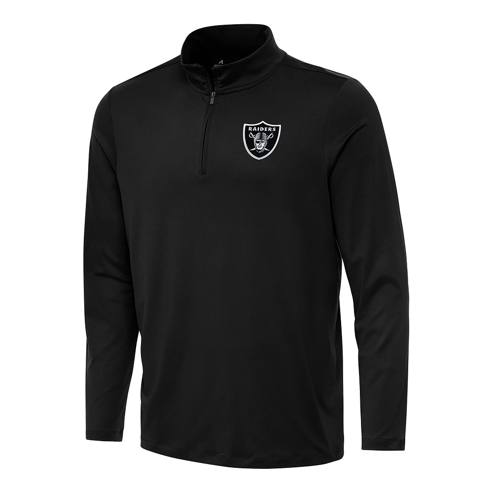 Men's Antigua Black Las Vegas Raiders Reprocess Quarter-Zip Top