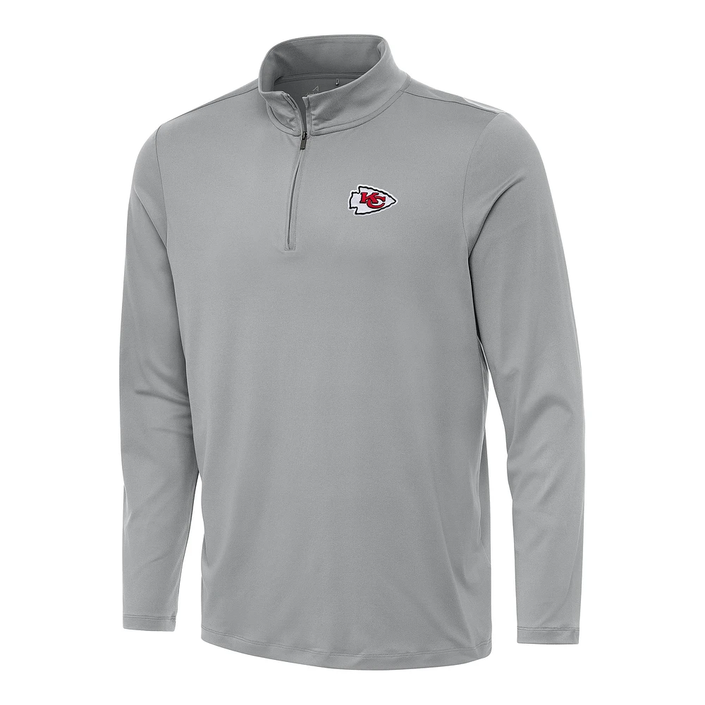 Men's Antigua Gray Kansas City Chiefs Reprocess Quarter-Zip Top