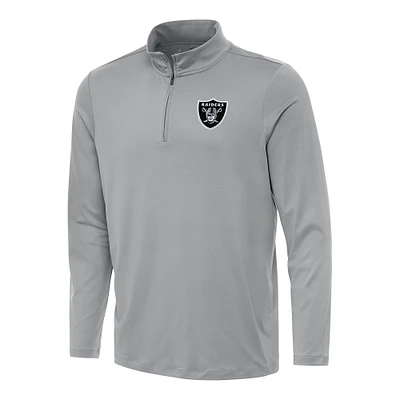 Men's Antigua Gray Las Vegas Raiders Reprocess Quarter-Zip Top