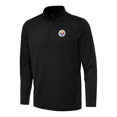 Men's Antigua Black Pittsburgh Steelers Reprocess Quarter-Zip Top