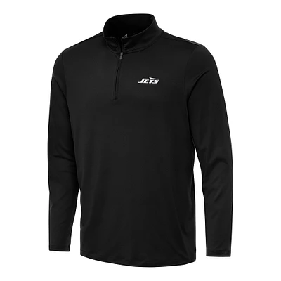 Men's Antigua Black New York Jets Reprocess Quarter-Zip Top