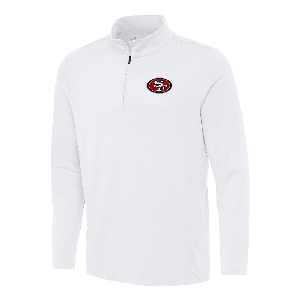 Men's Antigua White San Francisco 49ers Reprocess Quarter-Zip Top