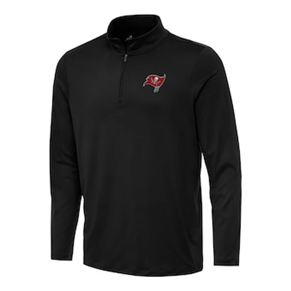 Men's Antigua Black Tampa Bay Buccaneers Reprocess Quarter-Zip Top