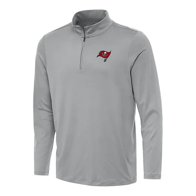 Men's Antigua Gray Tampa Bay Buccaneers Reprocess Quarter-Zip Top