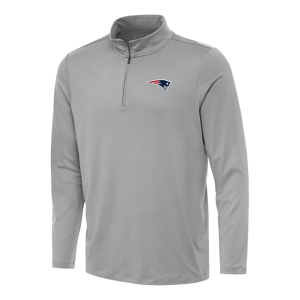 Men's Antigua Gray New England Patriots Reprocess Quarter-Zip Top