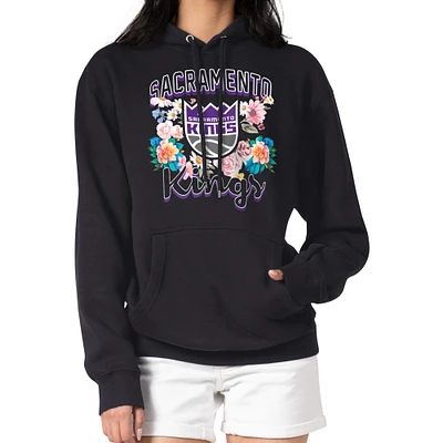 Women's G-III 4Her by Carl Banks Sacramento Kings Flowers Team Logo Graphic Fleece Pullover Hoodie
