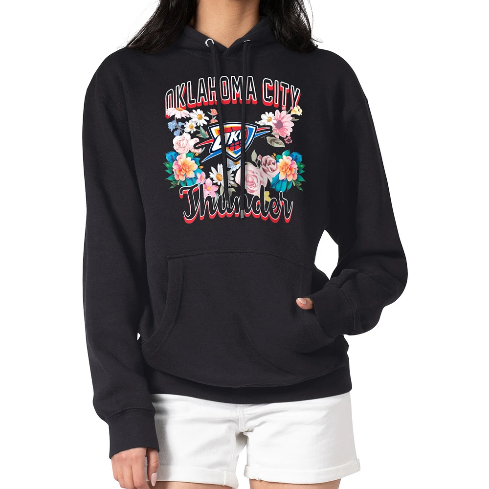 Women's G-III 4Her by Carl Banks Oklahoma City Thunder Flowers Team Logo Graphic Fleece Pullover Hoodie