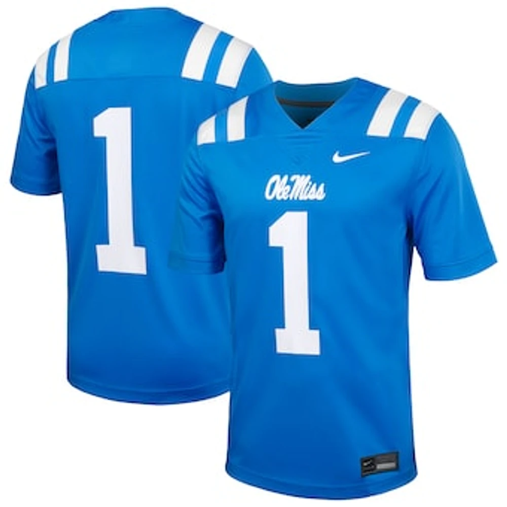 Men's Nike #1 Powder Blue Ole Miss Rebels Untouchable Football Jersey