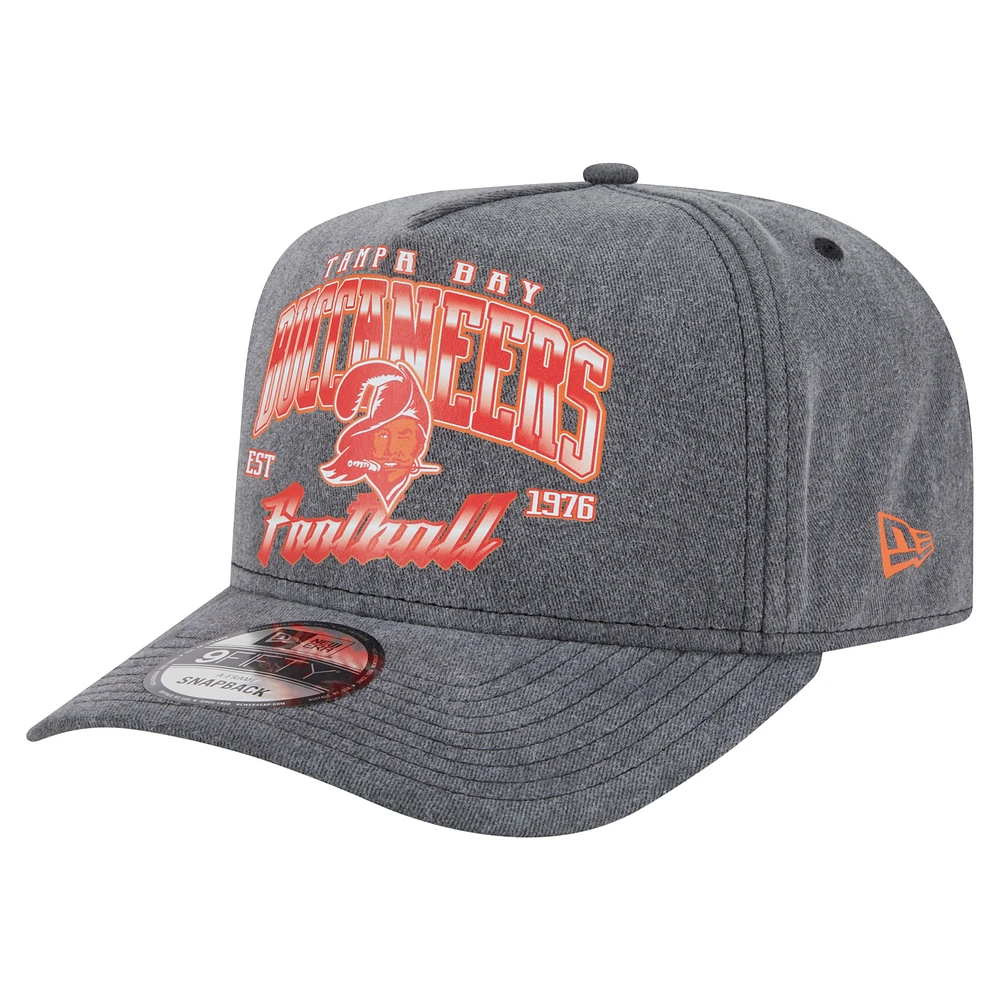 Men's New Era Black Tampa Bay Buccaneers Throwback Washed A-Frame 9FIFTY Snapback Hat