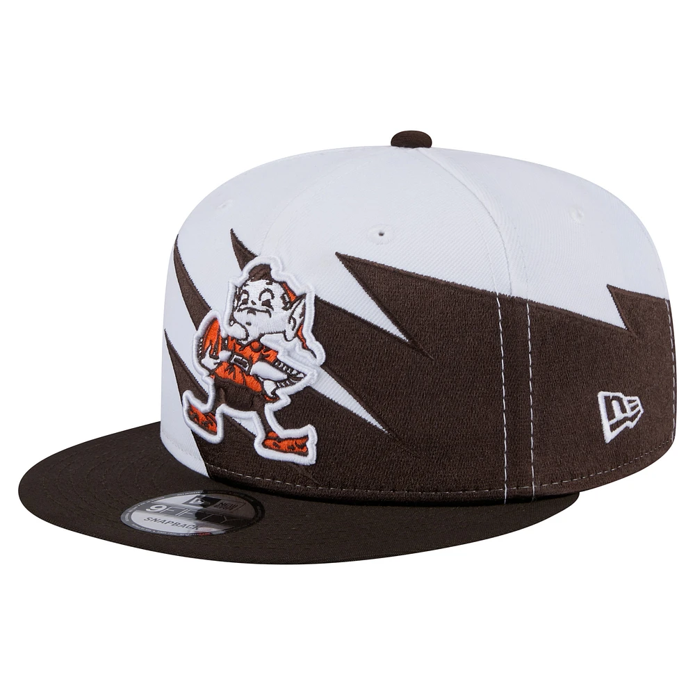 Men's New Era Brown Cleveland Browns Throwback Jagged 9FiFTY Snapback Hat