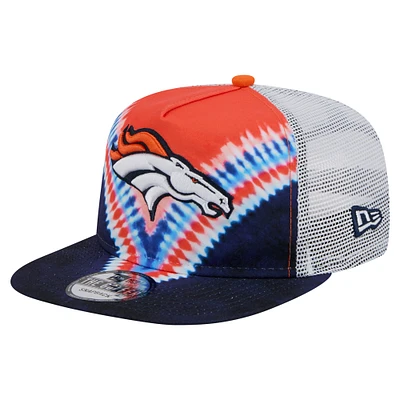 Men's New Era Orange/Navy Denver Broncos Throwback Dye Golfer Snapback Hat