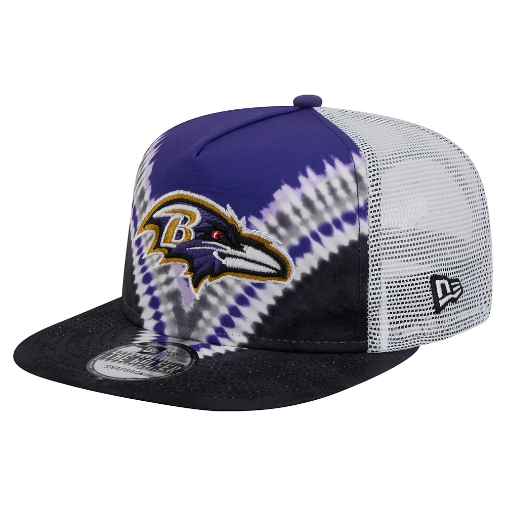 Men's New Era Purple/Black Baltimore Ravens Throwback Dye Golfer Snapback Hat
