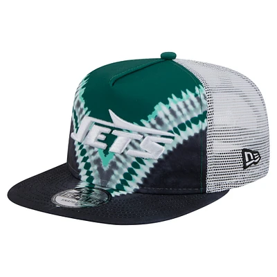 Men's New Era Green/Black New York Jets Throwback Dye Golfer Snapback Hat