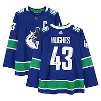 Quinn Hughes Vancouver Canucks Autographed Blue adidas Authentic Jersey with "2024 Norris" & "17G - 75A - 92 Pts" Inscriptions - Limited Edition of 24