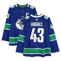 Quinn Hughes Vancouver Canucks Autographed Blue adidas Authentic Jersey with "2024 Norris" & "17G - 75A - 92 Pts" Inscriptions - Limited Edition of 24
