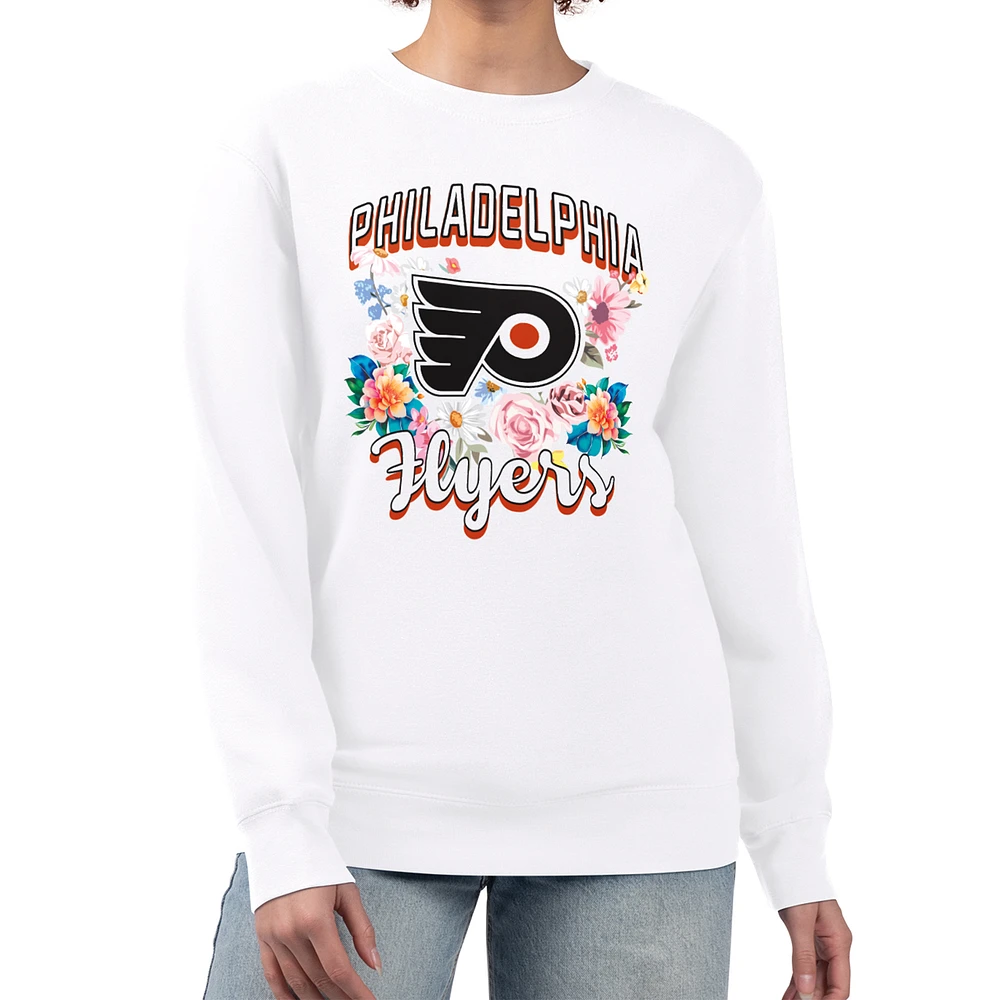 Women's G-III 4Her by Carl Banks White Philadelphia Flyers Flower Logo Pullover Sweatshirt