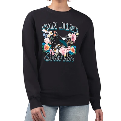 Women's G-III 4Her by Carl Banks San Jose Sharks Flower Logo Pullover Sweatshirt