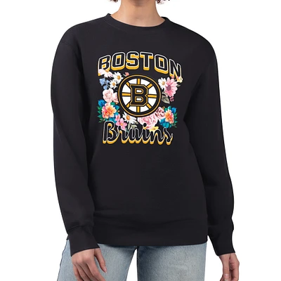 Women's G-III 4Her by Carl Banks Boston Bruins Flower Logo Pullover Sweatshirt