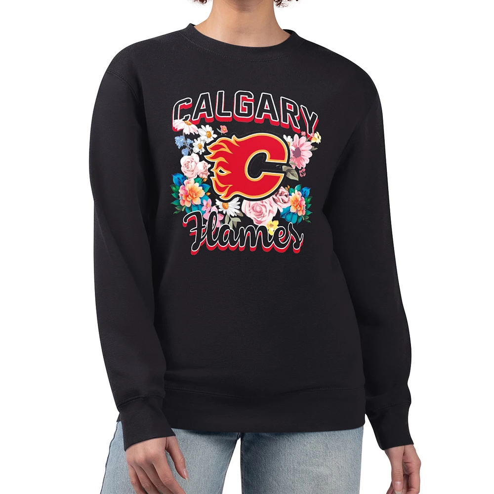 Women's G-III 4Her by Carl Banks Calgary Flames Flower Logo Pullover Sweatshirt