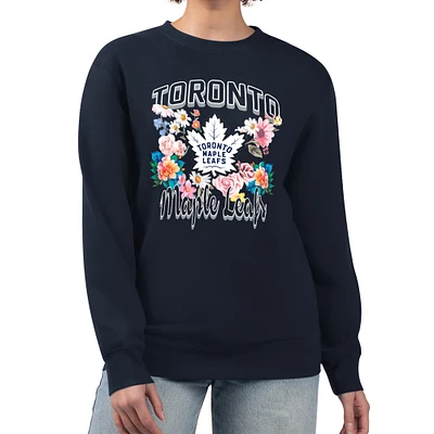 Women's G-III 4Her by Carl Banks Navy Toronto Maple Leafs Flower Logo Pullover Sweatshirt